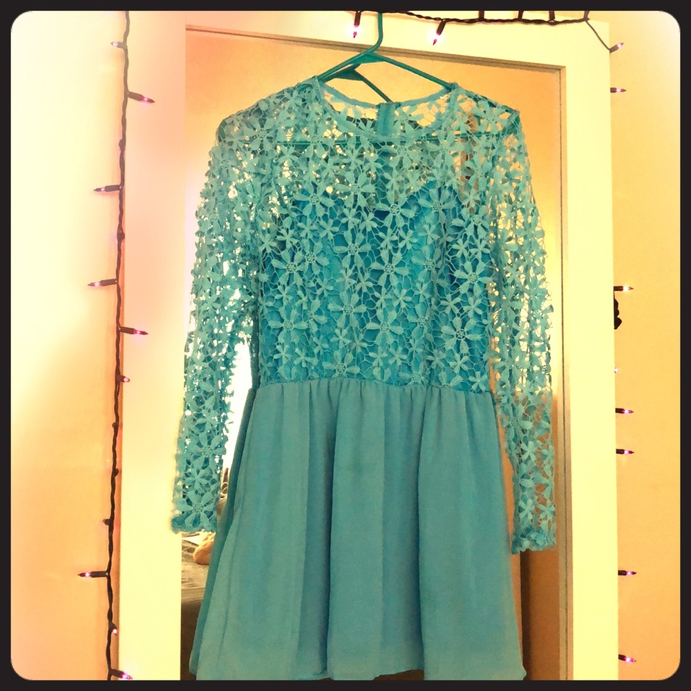 Beautiful Crochet Turquoise Dress